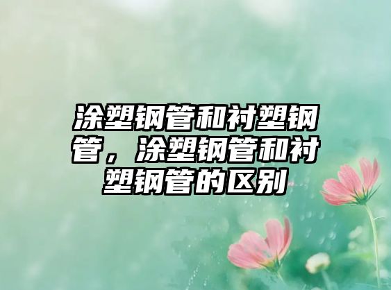 涂塑鋼管和襯塑鋼管，涂塑鋼管和襯塑鋼管的區(qū)別
